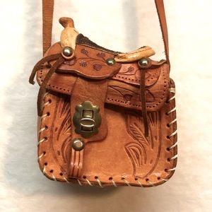 Small Vintage Western Leather Horse Saddle Purse